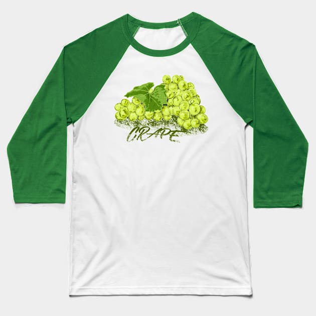 Green Grape Baseball T-Shirt by nelateni